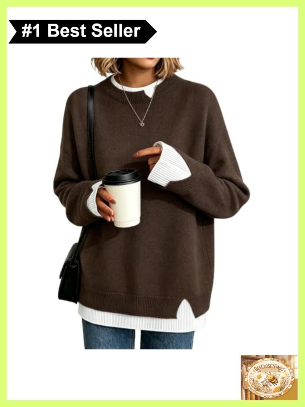 Oversized Knit Sweater Long Sleeve Crew Neck Pullover Cozy Fall Winter
